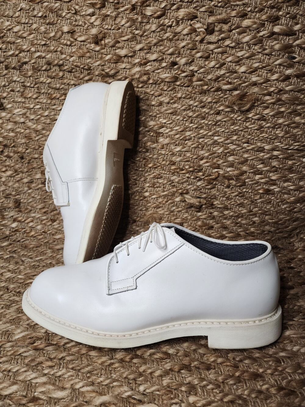 ALTAMA Men's 11 White Leather Lace-Up Dress Military Oxford Uniform Shoes
